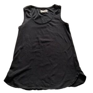 ANTHROPOLOGIE Black Tank Top Cotton Linen Blend Raw Hem Size XS or S